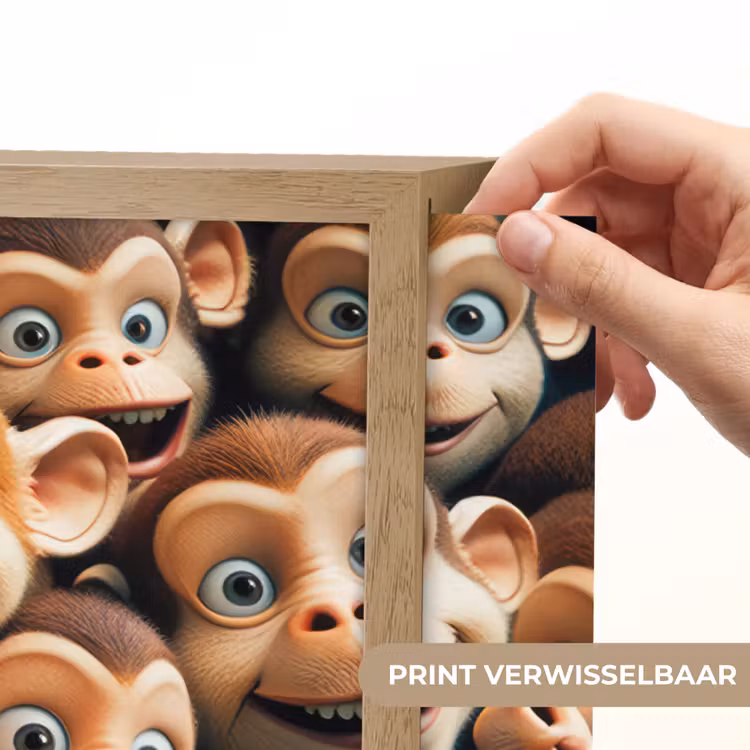 Aap - Dieren - Bruin - Design - Meiden - Jongens Light Box met batterij (Wandlamp kind) middel -USP_websiteprintNL