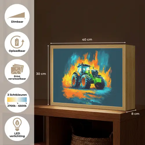 Abstract - Tractor - Groen Light Box met batterij (Wandlamp kind) middel -USP_websiteoverzichtNL