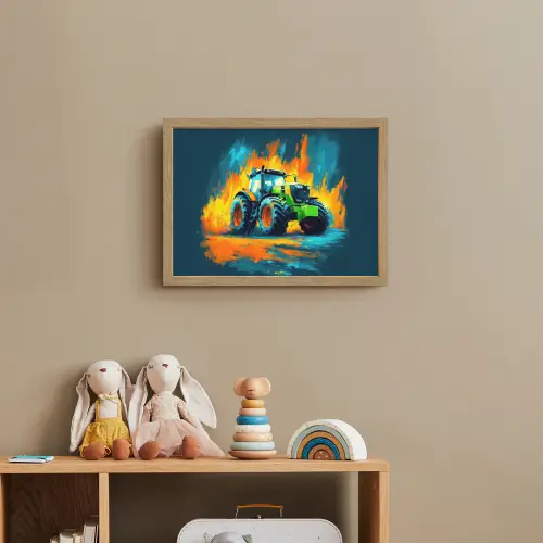 Abstract - Tractor - Groen Light Box met batterij (Wandlamp kind) middel -sfeer2_kind
