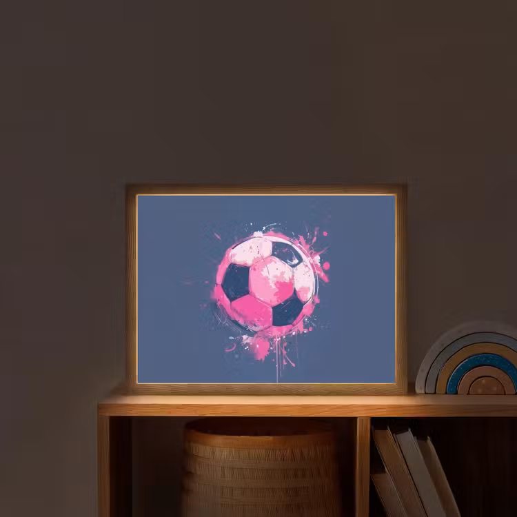 Abstract - Voetbal - Spatten - Roze Light Box met batterij (Wandlamp kind) middel -sfeer1_kind