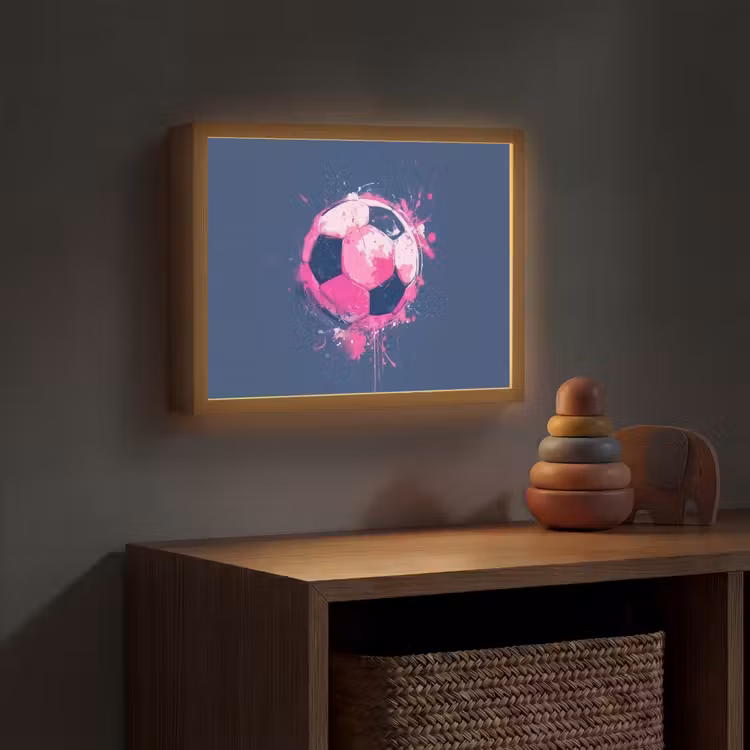 Abstract - Voetbal - Spatten - Roze Light Box met batterij (Wandlamp kind) middel -sfeer5_kind