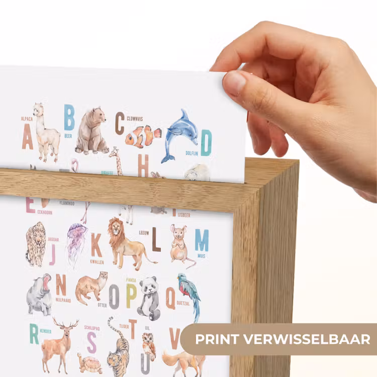 Alfabet - Educatief - Letters leren voor kinderen - Wilde dieren - Kleurrijk Light Box met kabel (Wandlamp kind) klein -USP_websiteprintNL