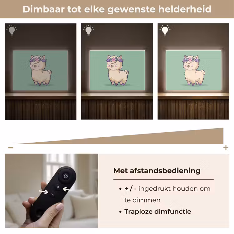 Alpaca - Groen - Bloemendiadeem Light Box met batterij (Wandlamp kind) middel -USP_dimbaarNL