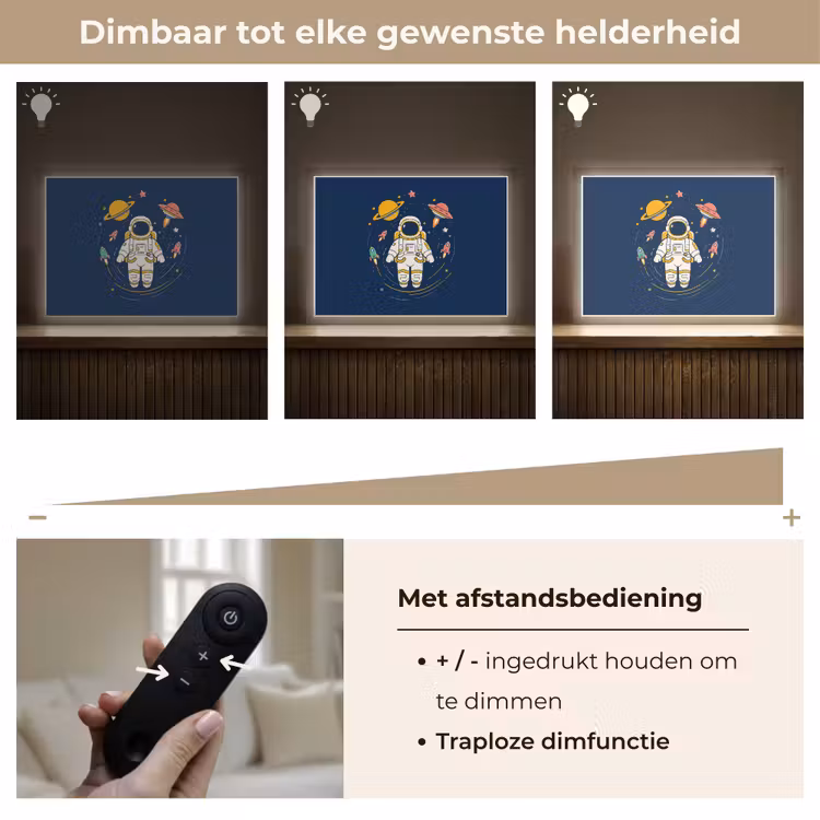 Astronaut - Planeten - Raket Light Box met batterij (Wandlamp kind) middel -USP_dimbaarNL