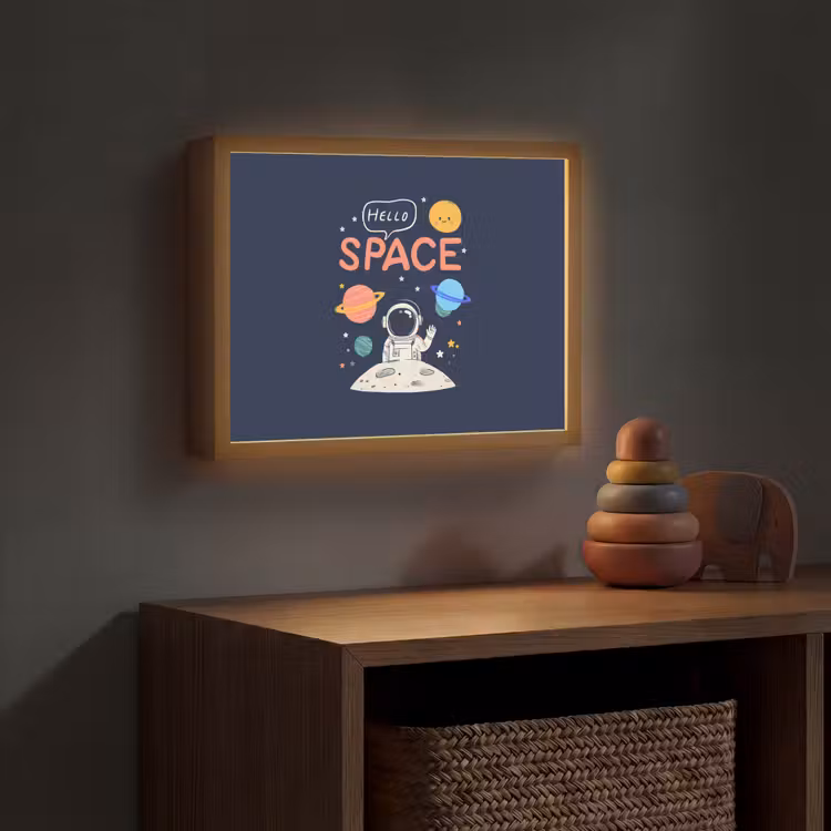 Astronaut - Ruimte - Planeten Light Box met batterij (Wandlamp kind) middel -sfeer5_kind