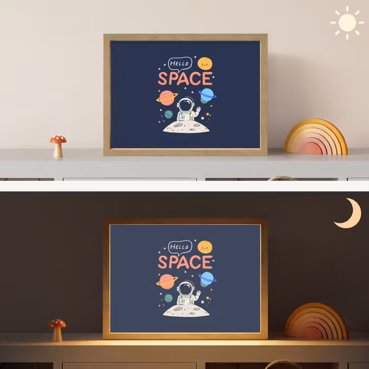 Astronaut - Ruimte - Planeten Light Box met batterij (Wandlamp kind) middel -sfeer3_kind