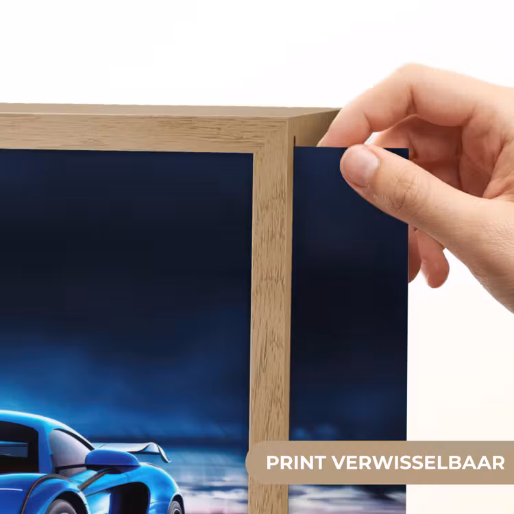 Auto - Blauw - Jongens - Kind Light Box met batterij (Wandlamp kind) middel -USP_websiteprintNL