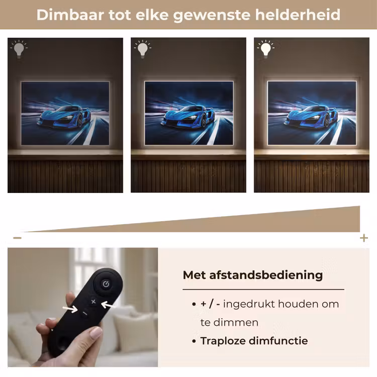 Auto - Blauw - Jongens - Kind Light Box met batterij (Wandlamp kind) middel -USP_dimbaarNL