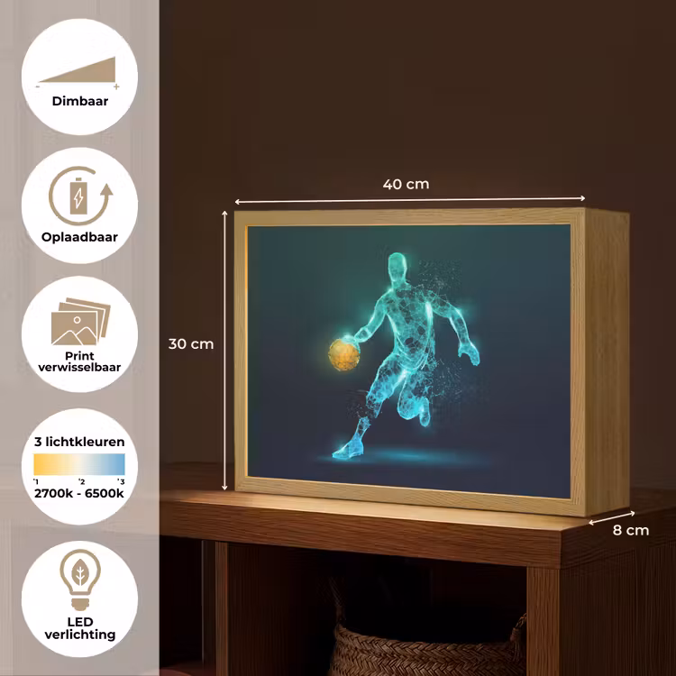 Basketbalspeler - Digitaal - Groen - Blauw Light Box met batterij (Wandlamp kind) middel -USP_websiteoverzichtNL