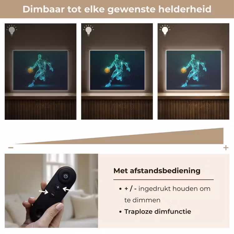 Basketbalspeler - Digitaal - Groen - Blauw Light Box met batterij (Wandlamp kind) middel -USP_dimbaarNL