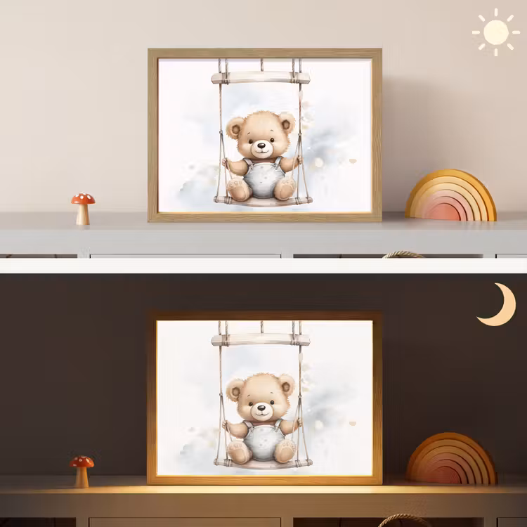 Beer - Baby - Dier - Kinderen Light Box met batterij (Wandlamp kind) middel -sfeer3_kind