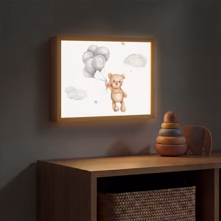 Beer - Ballon - Sterren - Kinderen Light Box met batterij (Wandlamp kind) middel -sfeer5_kind
