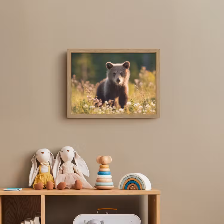 Beer - Bloemenveld - Gras Light Box met batterij (Wandlamp kind) middel -sfeer2_kind