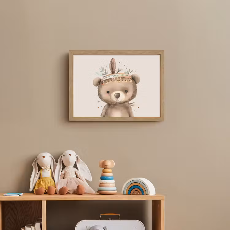 Beer - Boho - Indianentooi - Dieren Light Box met batterij (Wandlamp kind) middel -sfeer2_kind
