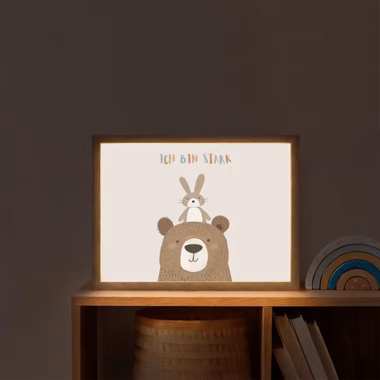 Beer - Konijn - Beige - Dieren - Quote Light Box met batterij (Wandlamp kind) middel -sfeer1_kind