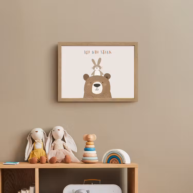 Beer - Konijn - Beige - Dieren - Quote Light Box met batterij (Wandlamp kind) middel -sfeer2_kind