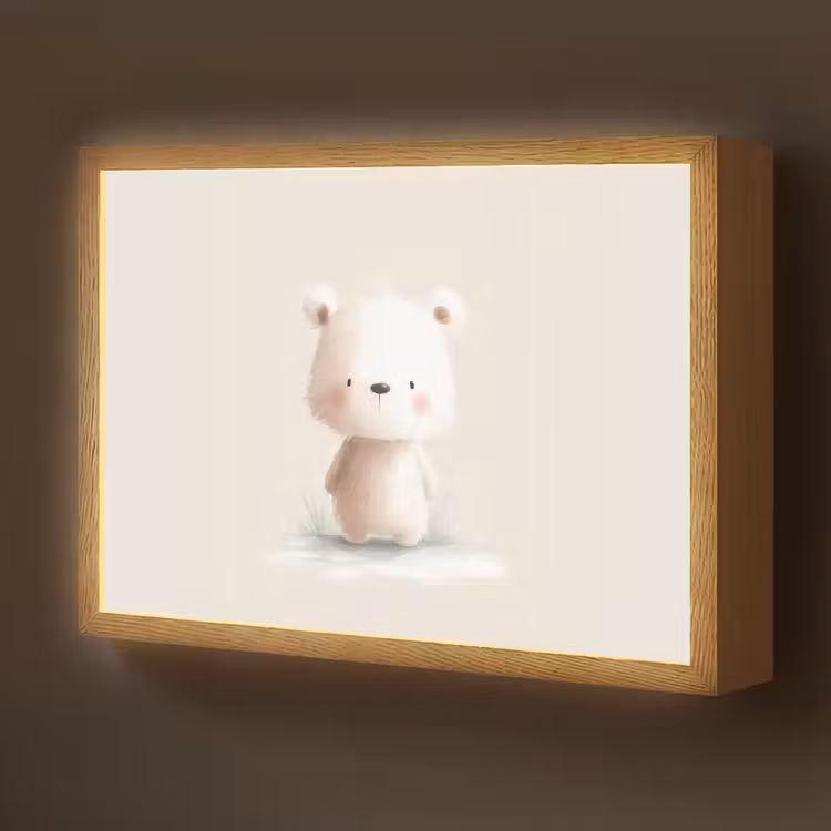 Beertje - Sneeuwvlokje - Wit - Pluizig Light Box met batterij (Wandlamp kind) middel -z3d_website