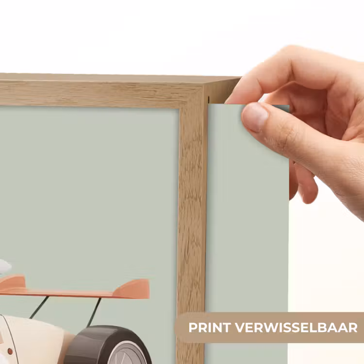 Beige - Raceauto - Groen Light Box met batterij (Wandlamp kind) middel -USP_websiteprintNL