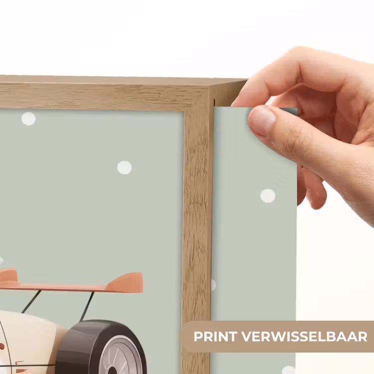Beige - Raceauto - Stippen Light Box met batterij (Wandlamp kind) middel -USP_websiteprintNL