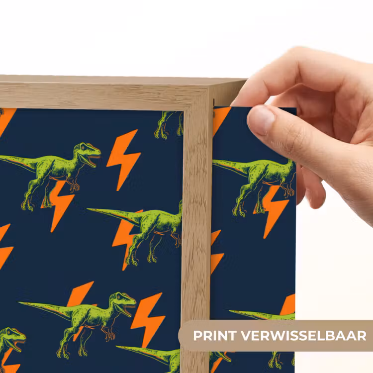 Bliksemschichten - Oranje - Dinosaurussen Light Box met batterij (Wandlamp kind) middel -USP_websiteprintNL