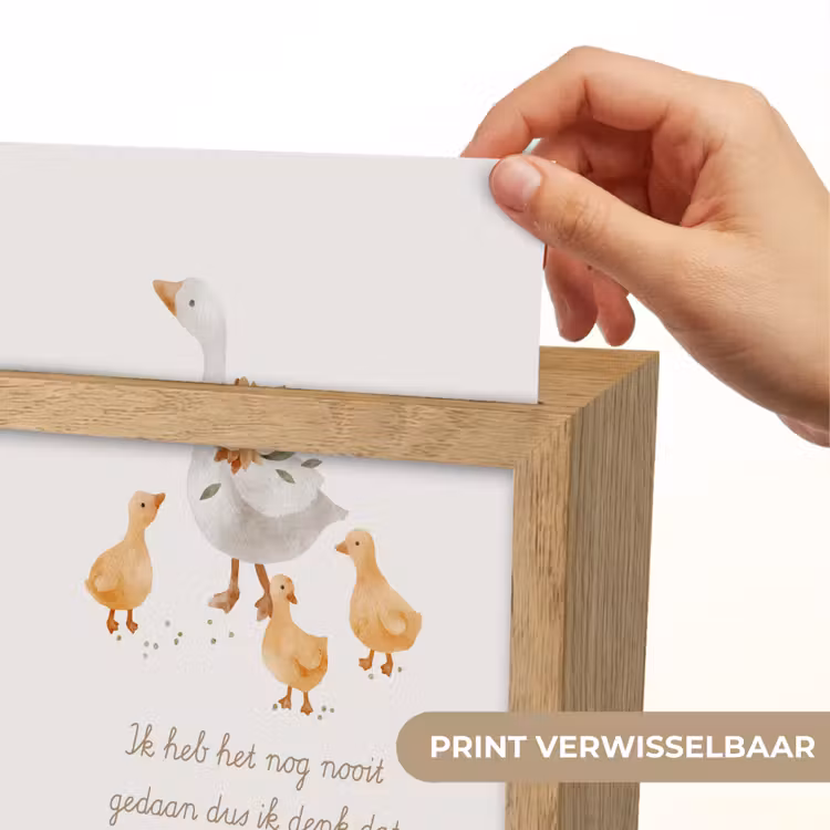 Boerderij dieren - Eend - Quote - 'Ik heb het nog nooit gedaan dus ik denk dat ik het wel kan!' Light Box met kabel (Wandlamp kind) klein -USP_websiteprintNL