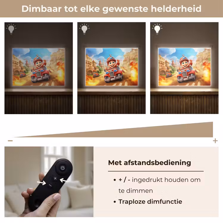 Brandweer - Jongens - Kinderen - Auto Light Box met batterij (Wandlamp kind) middel -USP_dimbaarNL