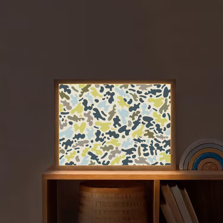 Camouflage - Groen - Blauw - Jongens - Kinderen Light Box met batterij (Wandlamp kind) middel -sfeer1_kind