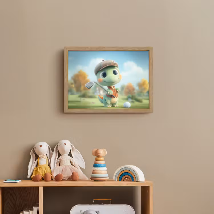 Cartoon - Dino - Groen - Golven Light Box met batterij (Wandlamp kind) middel -sfeer2_kind