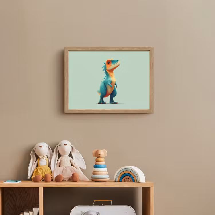 Cartoon - Dino - Oranje - Stekels Light Box met batterij (Wandlamp kind) middel -sfeer2_kind