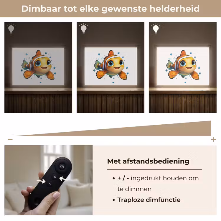 Clownvis - Oranje - Vis - Water Light Box met batterij (Wandlamp kind) middel -USP_dimbaarNL