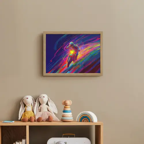 Crossmotor - Neonkleuren - Lijnen - Helm Light Box met batterij (Wandlamp kind) middel -sfeer2_kind