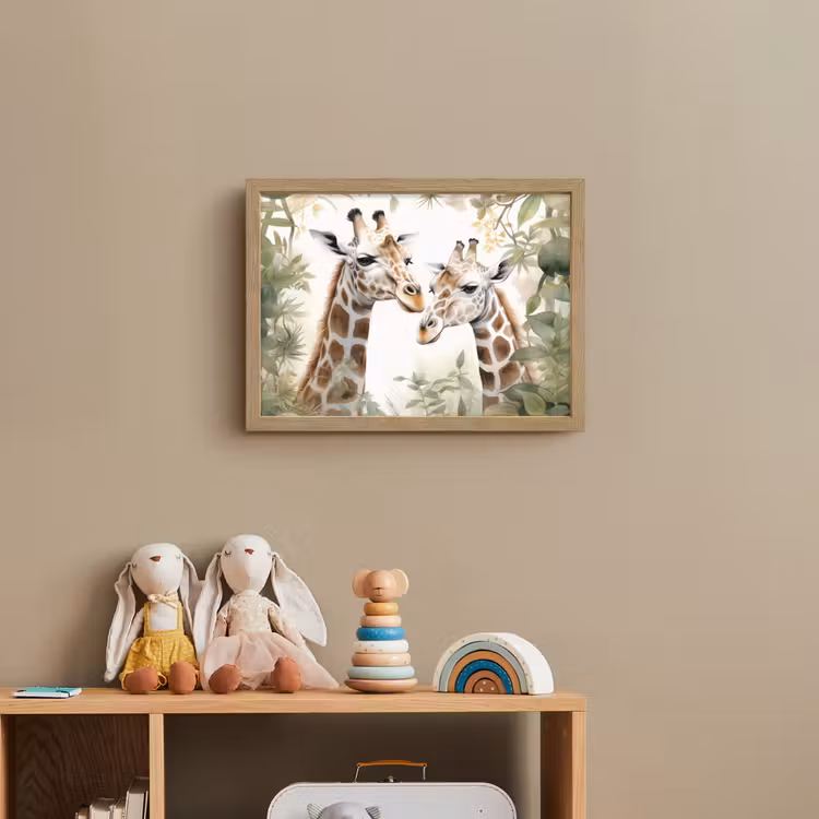 Dieren - Giraffe - Bladeren - Kinderen Light Box met batterij (Wandlamp kind) middel -sfeer2_kind