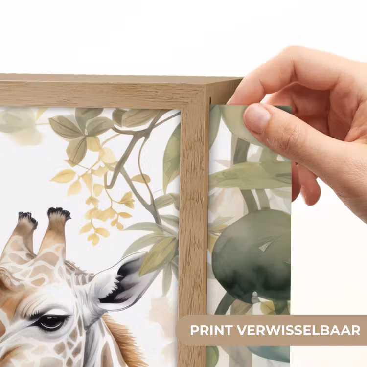 Dieren - Giraffe - Bladeren - Kinderen Light Box met batterij (Wandlamp kind) middel -USP_websiteprintNL