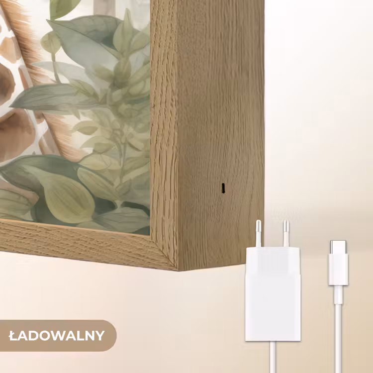 Dieren - Giraffe - Bladeren - Kinderen Light Box met batterij (Wandlamp kind) middel -USP_websiteoplaadbaarNL