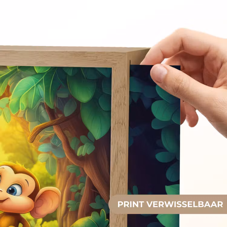 Dieren - Jungle - Giraf - Olifant - Aapje Light Box met batterij (Wandlamp kind) middel -USP_websiteprintNL