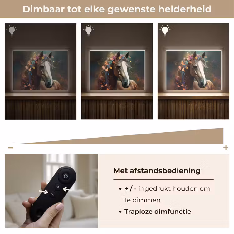 Dieren - Paard - Natuur - Vlinder - Bloemen Light Box met batterij (Wandlamp kind) middel -USP_dimbaarNL