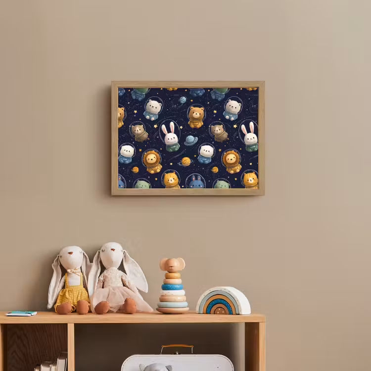Dieren - Sterrenhemel - Ruimte Light Box met batterij (Wandlamp kind) middel -sfeer2_kind