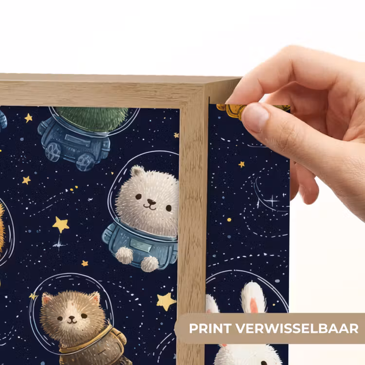 Dieren - Sterrenhemel - Ruimte Light Box met batterij (Wandlamp kind) middel -USP_websiteprintNL