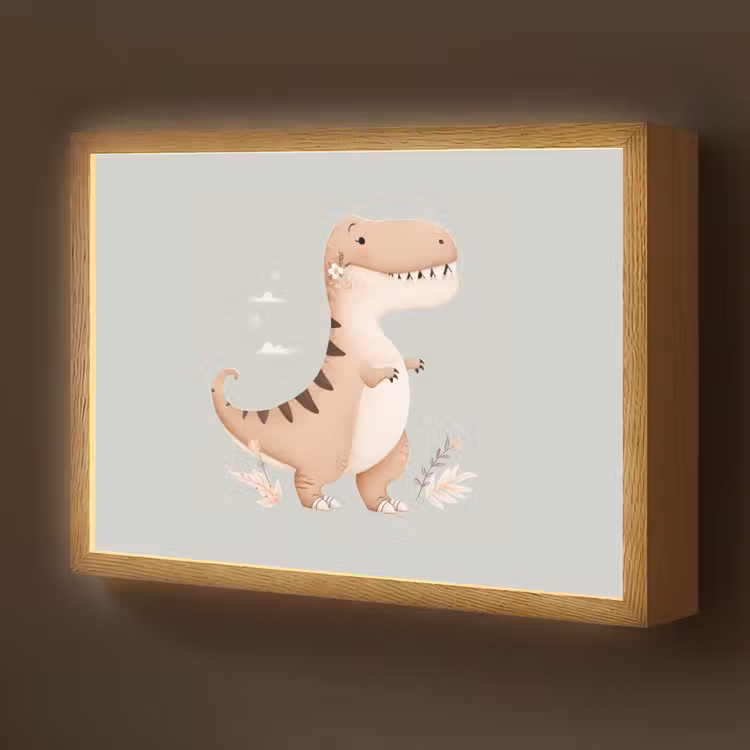 Dino - Bloemen - Blauw Light Box met batterij (Wandlamp kind) middel -z3d_website