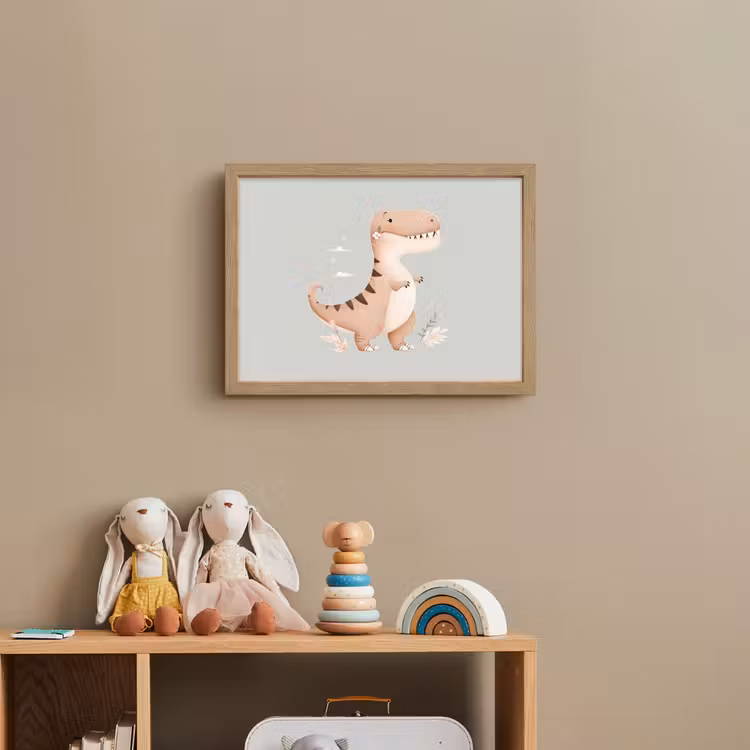 Dino - Bloemen - Blauw Light Box met batterij (Wandlamp kind) middel -sfeer2_kind