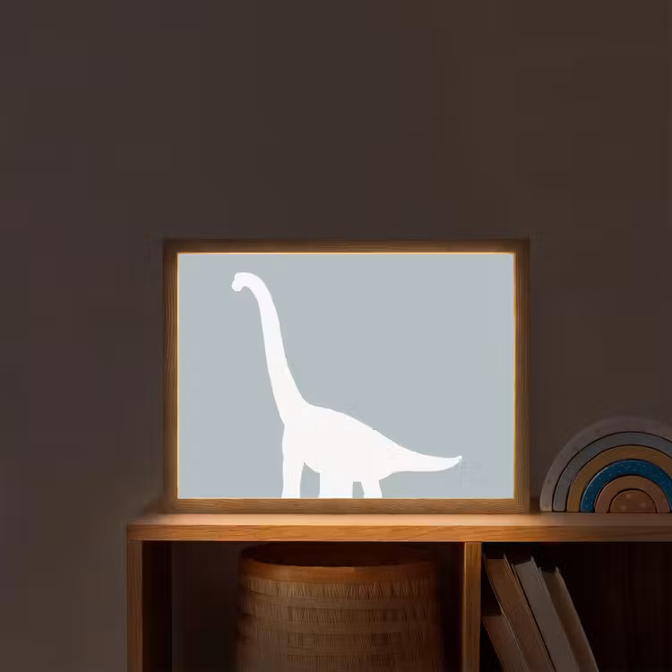 Dino - Brachiosaurus - Dinosaurus - Blauw Light Box met batterij (Wandlamp kind) middel -sfeer1_kind