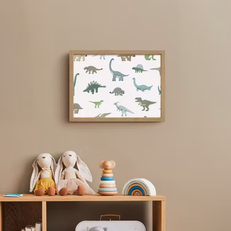 Dino - Groen - Jongens - Dinosaurus - Blauw Light Box met batterij (Wandlamp kind) middel -sfeer2_kind