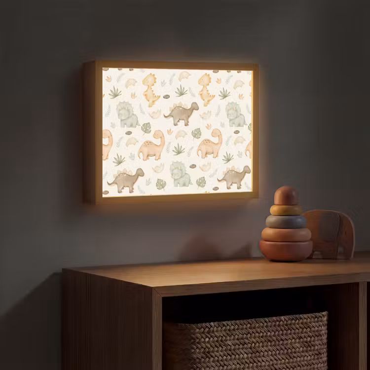 Dino - Patroon - Pastel Light Box met batterij (Wandlamp kind) middel -sfeer5_kind