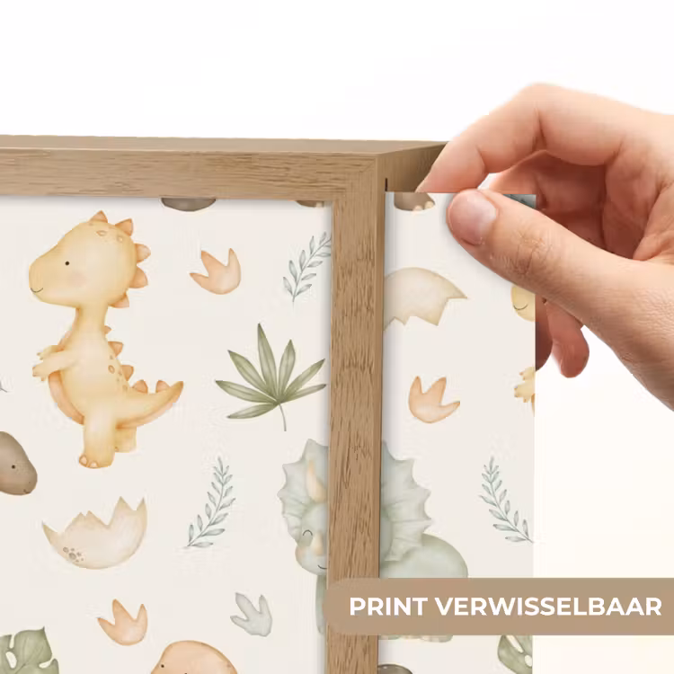 Dino - Patroon - Pastel Light Box met batterij (Wandlamp kind) middel -USP_websiteprintNL
