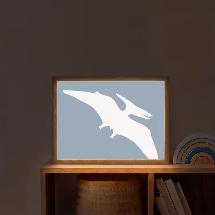 Dino - Pteranodon - Dinosaurus - Blauw Light Box met batterij (Wandlamp kind) middel -sfeer1_kind