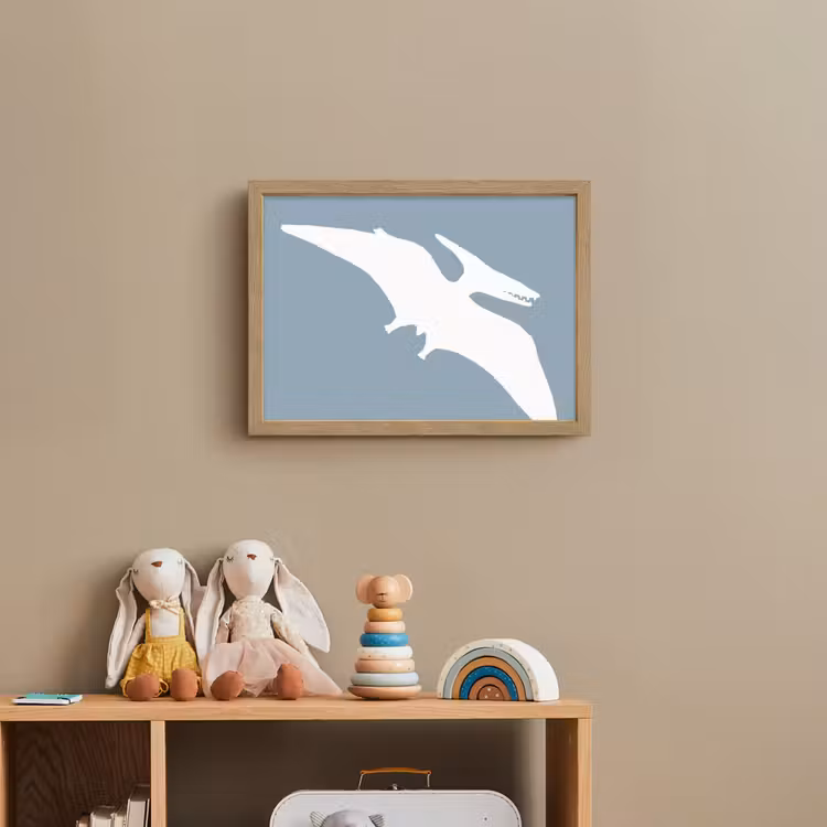 Dino - Pteranodon - Dinosaurus - Blauw Light Box met batterij (Wandlamp kind) middel -sfeer2_kind
