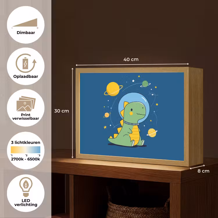 Dino - Ruimte - Planeten Light Box met batterij (Wandlamp kind) middel -USP_websiteoverzichtNL