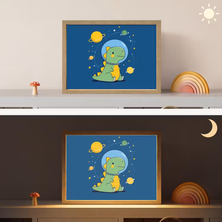 Dino - Ruimte - Planeten Light Box met batterij (Wandlamp kind) middel -sfeer3_kind