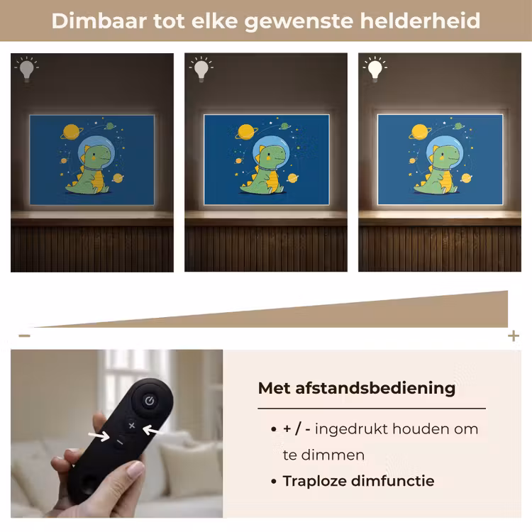 Dino - Ruimte - Planeten Light Box met batterij (Wandlamp kind) middel -USP_dimbaarNL