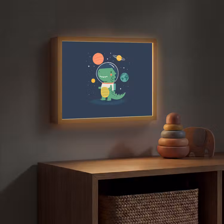 Dino - Ruimtepak - Planeten Light Box met batterij (Wandlamp kind) middel -sfeer5_kind